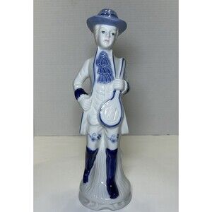 Vintage Porcelain Victorian/Colonial Boy Figurine White/Blue Home Decor